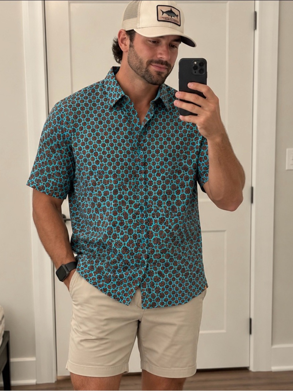 Men’s Visconti Black Turquoise Orange multi  Button Down Shirt Modern Fit XL